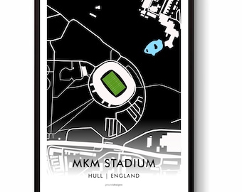 Hull FC Rugby League MKM Stadium Map Print Wall Art