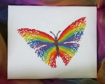 Rainbow butterfly cross stitch pattern, PDF cross stitch pattern, baby, child, easy modern magic counted cross stitch printable chart