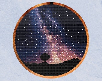 Milky Way cross stitch pattern, astronomy and space cross stitch chart, printable instant download PDF
