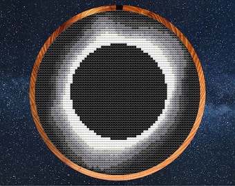 Solar Eclipse cross stitch pattern, accurate astronomy and space design, instant download PDF