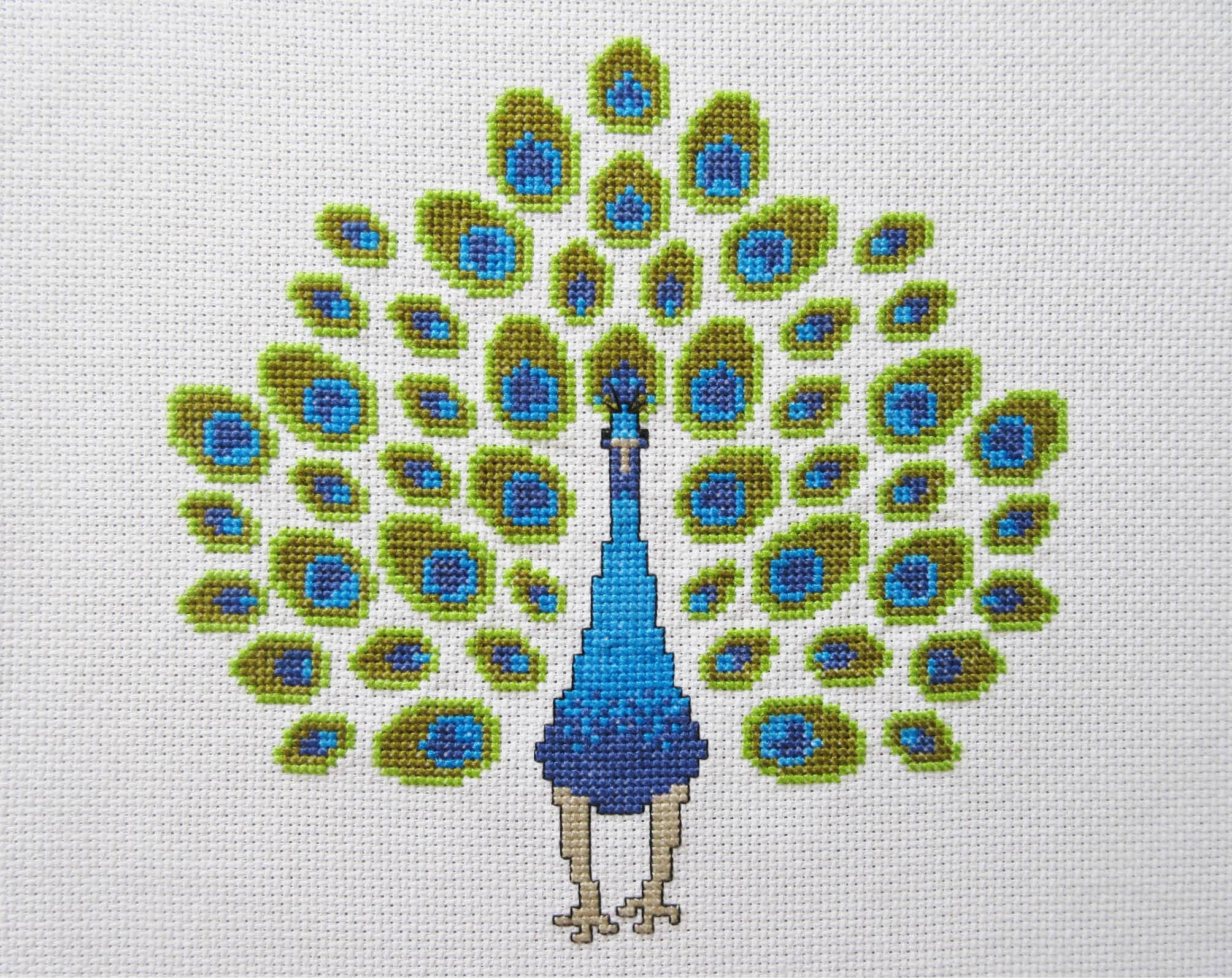 Peacock Cross Stitch Pattern Stylised Bird Counted Xstitch Etsy