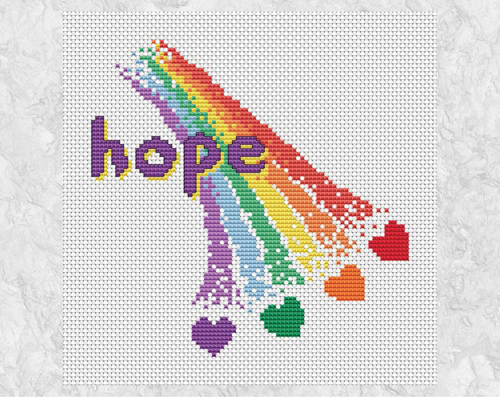 希望の虹クロスステッチパターン - 購入前に説明をお読みください