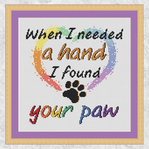 Pet Memorial Cross Stitch Pattern Paw Print Quote Rainbow Etsy