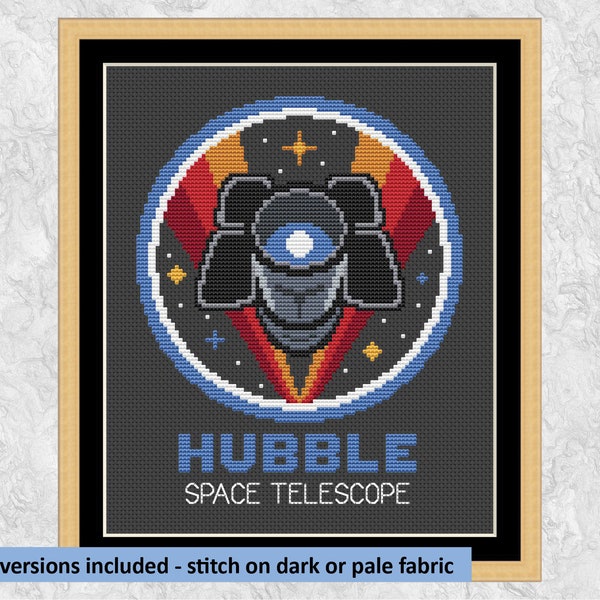 Hubble Space Telescope cross stitch pattern, astronomy and space cross stitch chart, instant download PDF