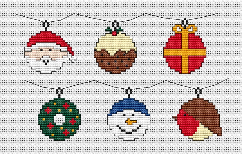 Christmas cross stitch pattern Christmas fun bauble motifs Etsy