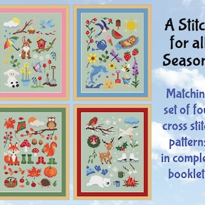 A Stitch for All Seasons cross stitch pattern bundle - complete booklets of all four designs - instant download PDF