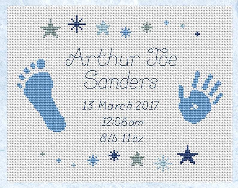 Custom Cross Stitch Birth Announcement Cute Personalized New - Etsy UK