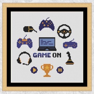 Computer Games cross stitch pattern - Game On - instant download PDF