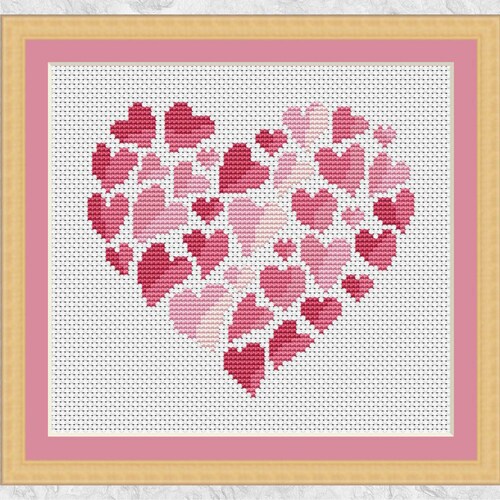 Flower Heart Cross Stitch Pattern Etsy