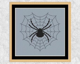 A Spider's Heart cross stitch pattern, cute Halloween spider design, instant download PDF