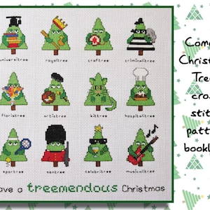 Schema punto croce Commedia Alberi di Natale - Stitchalong precedente - download immediato PDF