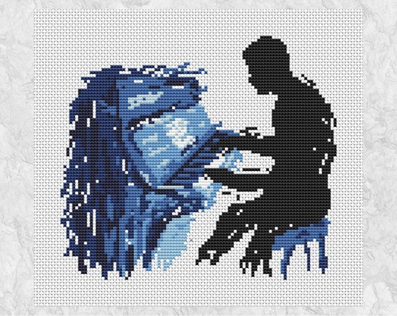 Piano Cross Stitch Pattern (male), Modern Pianist Counted Cross