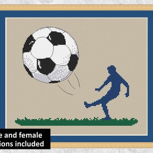 Football cross stitch pattern (male and female), sport cross stitch chart, modern footballer, soccer player, PDF - instant download