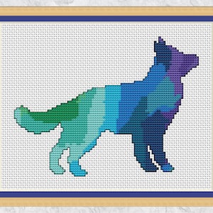 Patrón punto de cruz perro, silueta moderna de raza perro acuarela, amante de los animales, punto de cruz mascota, descarga instantánea imprimible PDF