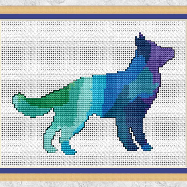 Dog cross stitch pattern, modern watercolour dog breed silhouette, animal lover, pet cross stitch, printable instant download PDF