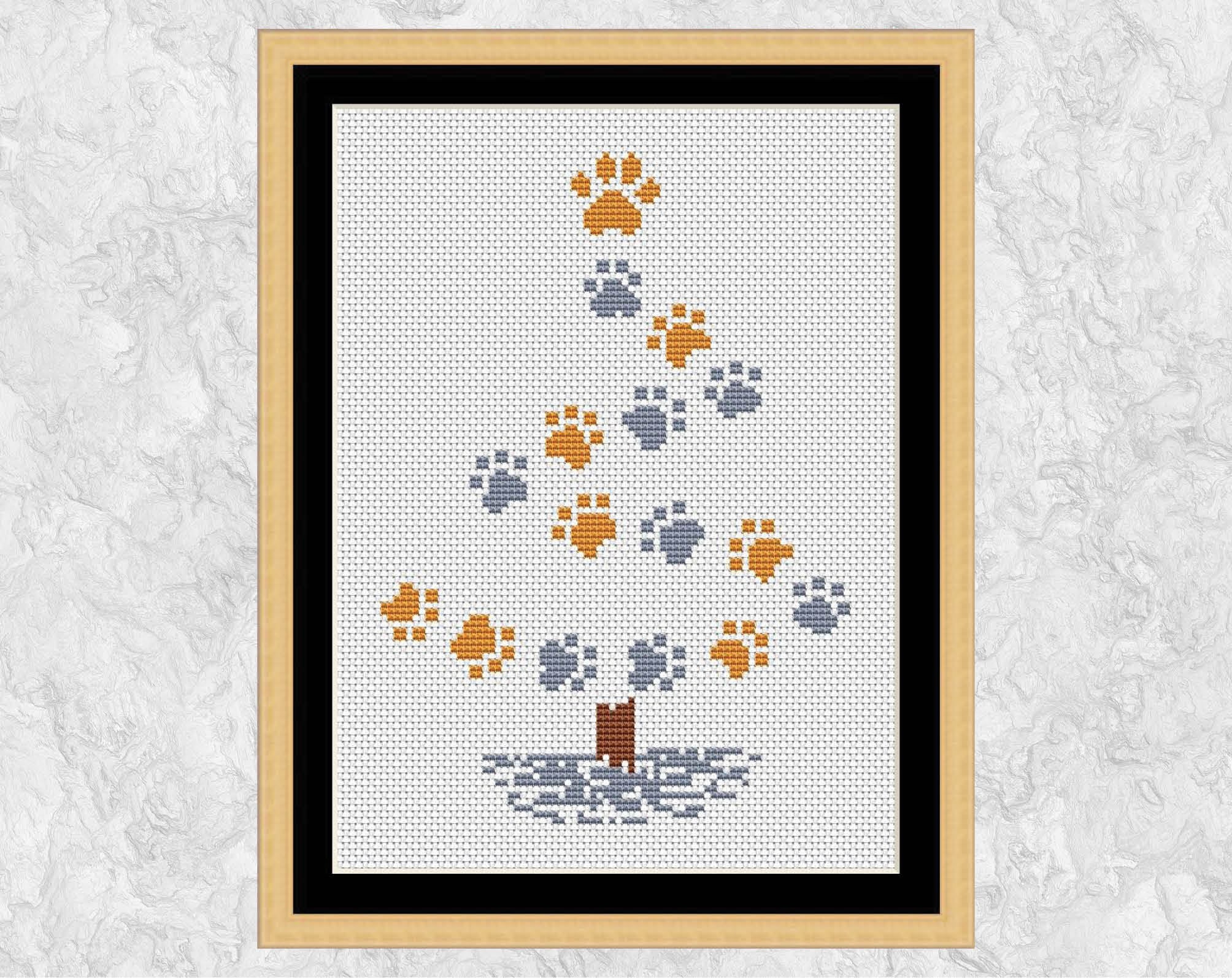 Pet Christmas Tree Cross Stitch Pattern Dog or Cat Paw Print Etsy