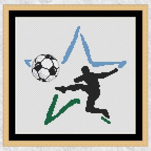 Football Star cross stitch pattern, modern soccer sport design, instant download PDF