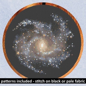 Galaxy cross stitch pattern, NGC 5468, astronomy and space cross stitch chart, printable instant download PDF