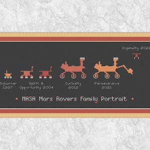 NASA Mars Rovers cross stitch pattern, astronomy and space cross stitch chart, instant download PDF