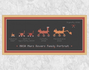 NASA Mars Rovers cross stitch pattern, astronomy and space cross stitch chart, instant download PDF