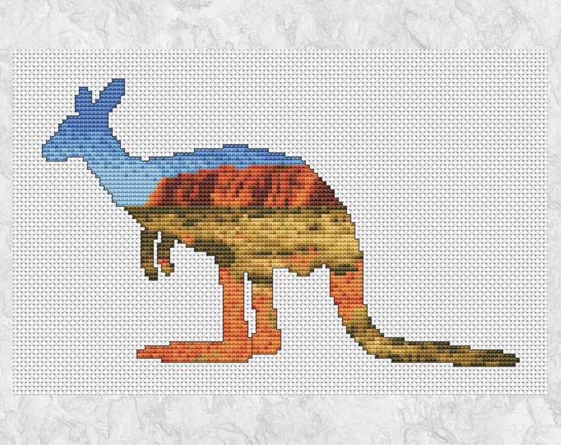 Kangaroo cross stitch pattern modern Australia counted cross Etsy