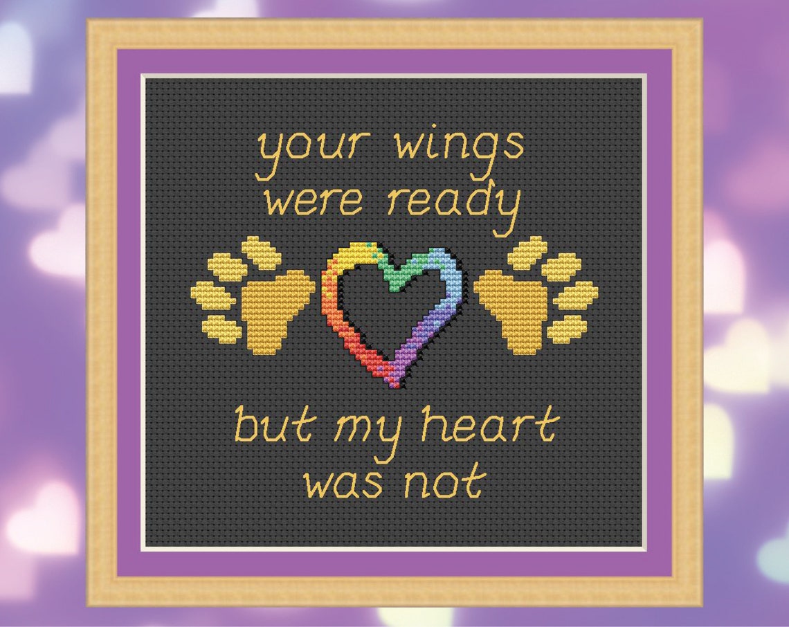 Pet Memorial Cross Stitch Pattern Your Wings Were Ready but Etsy