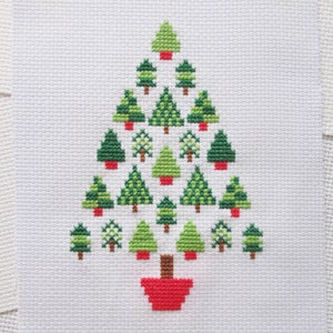 Christmas Tree Cross Stitch Pattern, Modern Christmas Cross Stitch