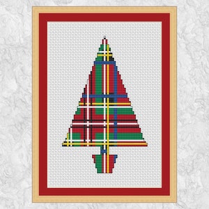Tartan kerstboom kruissteekpatroon, leuk Schotland ontwerp, instant download PDF