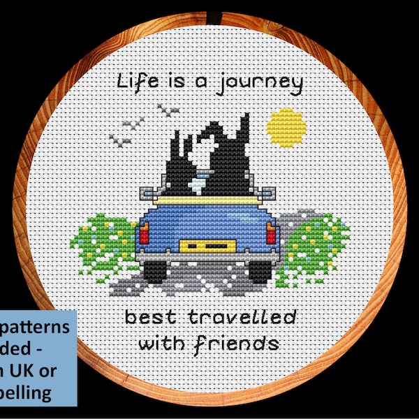 Friendship cross stitch pattern, Together Bunnies, Life is a Journey Best Travelled with Friends, cute quote, instant download PDF