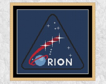 Orion Mission Patch cross stitch pattern, astronomy and space cross stitch chart, instant download PDF