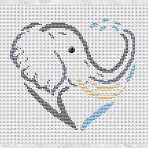 Elephant Heart cross stitch pattern, Sketched Heart series, easy fun instant download PDF image 2