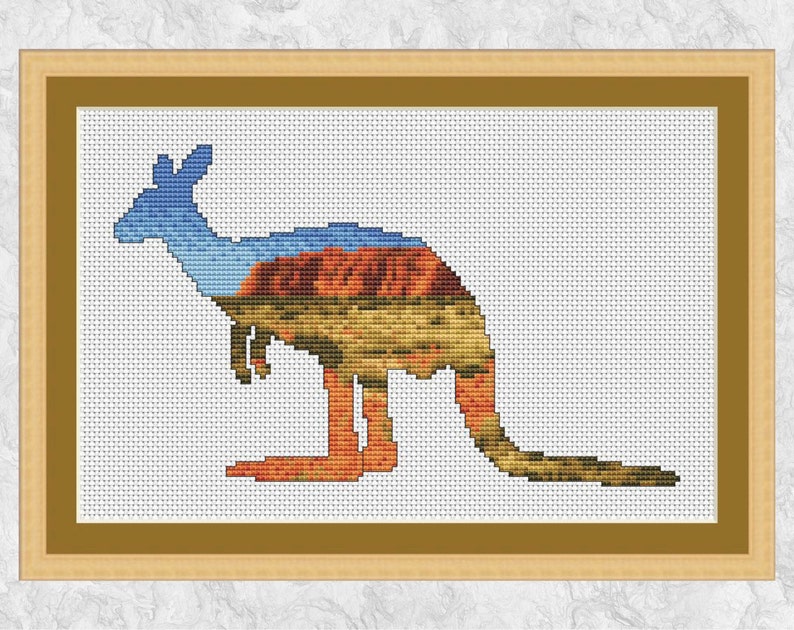 Kangaroo cross stitch pattern modern Australia counted cross Etsy