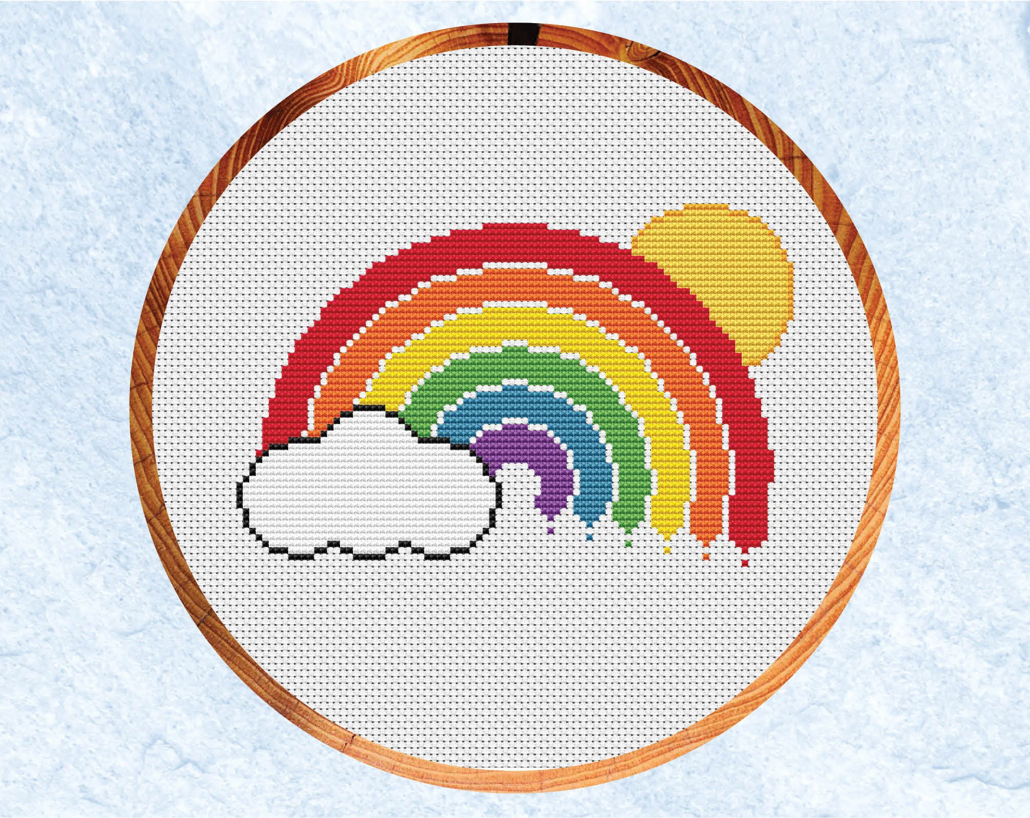 Suitable for Beginners Cross Stitch Kit Pastel Rainbow Pawprint