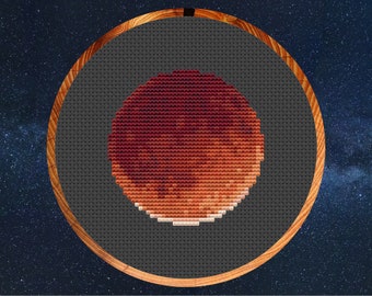 Lunar Eclipse cross stitch pattern, accurate astronomy and space design, instant download PDF