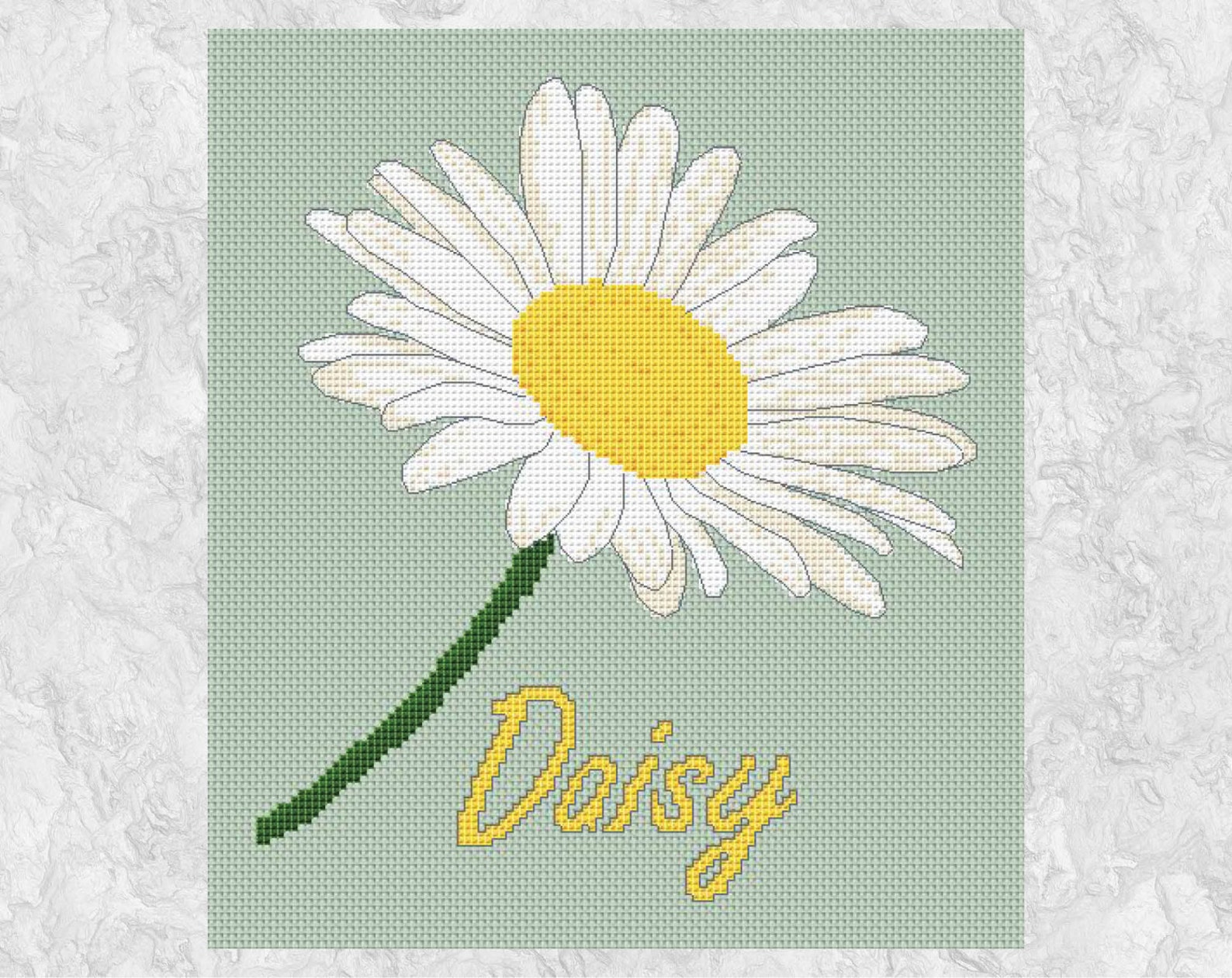 Daisy Cross Stitch Pattern PDF Modern Flower Counted Cross Etsy