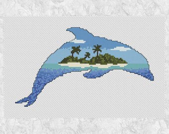 デザートアイランドイルカのクロスステッチパターン - アニマルズ