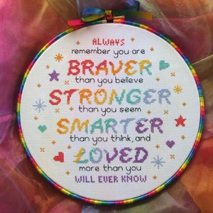 Inspirational cross stitch pattern quote, positivity, mental health, instant download PDF