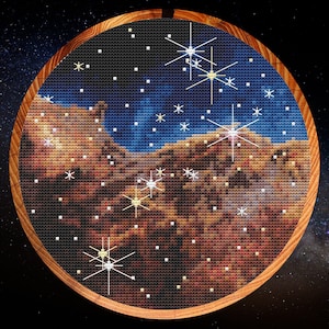 Carina Nebula kruissteekpatroon, naai uw eigen James Webb Space Telescope astronomieafbeelding, instant download PDF