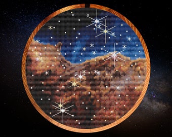 Carina Nebula cross stitch pattern, stitch your own James Webb Space Telescope astronomy image, instant download PDF