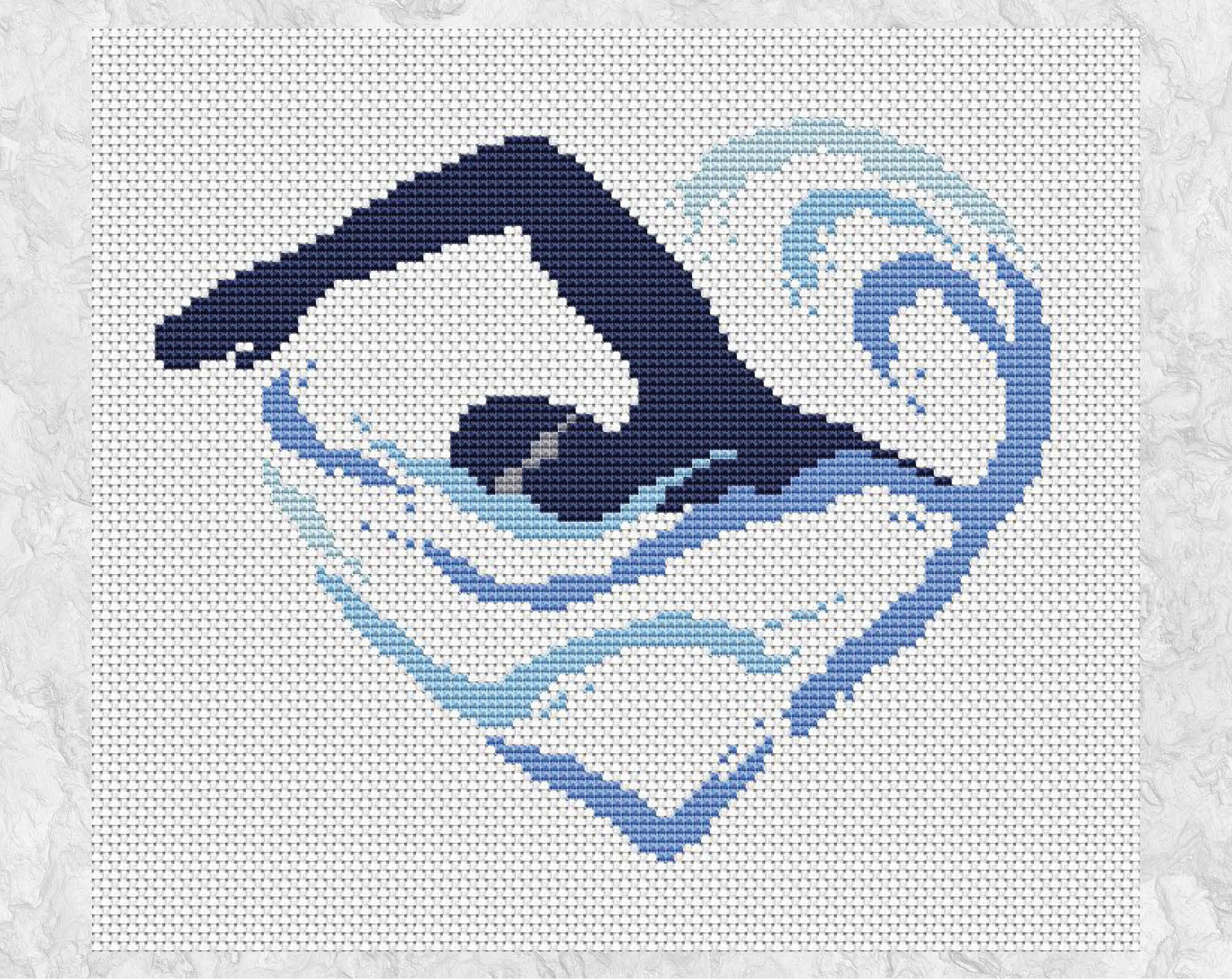 Swimming Cross Stitch Pattern, Gift for Swimmer, Sport Heart Chart