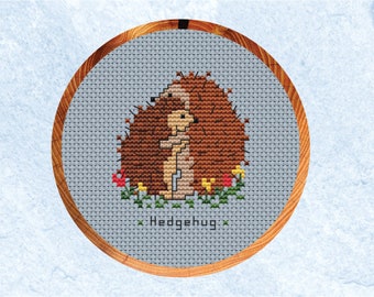 Hedgehug cross stitch pattern, cute hedgehog hug mini design, instant download PDF