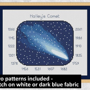 Patrón de punto de cruz de astronomía, carta espacial PDF imprimible, estrellas, cielo nocturno, cometa Halley, sistema solar, física, regalo de profesor de ciencias