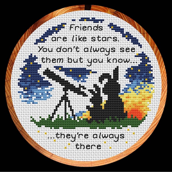 Friendship cross stitch pattern, Together Bunnies, cute friends quote, mini hoop art or card design, instant download PDF