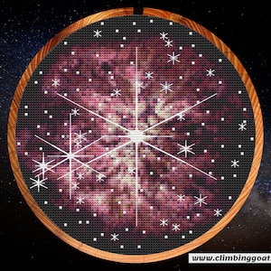 Wolf-Rayet 124 sterren kruissteekpatroon, naai uw eigen James Webb Space Telescope astronomieafbeelding, instant download PDF