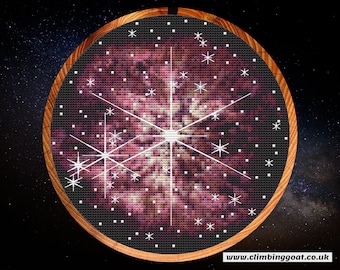 Wolf-Rayet 124 star cross stitch pattern, stitch your own James Webb Space Telescope astronomy image, instant download PDF