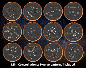 Mini Constellations cross stitch patterns - set of 12 patterns in comprehensive PDF booklet - instant download