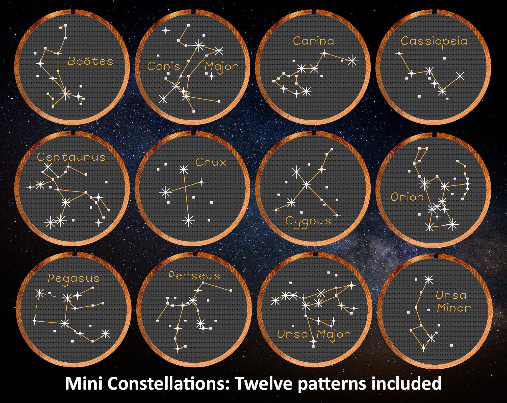Society6 ケース Constellations by Nikkistrange Mini Constellations Cross Stitch Patterns - Set of 12