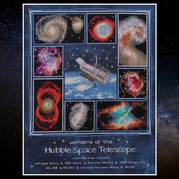 Wonders of the Hubble Space Telescope cross stitch pattern - previous Stitchalong - instant download PDF