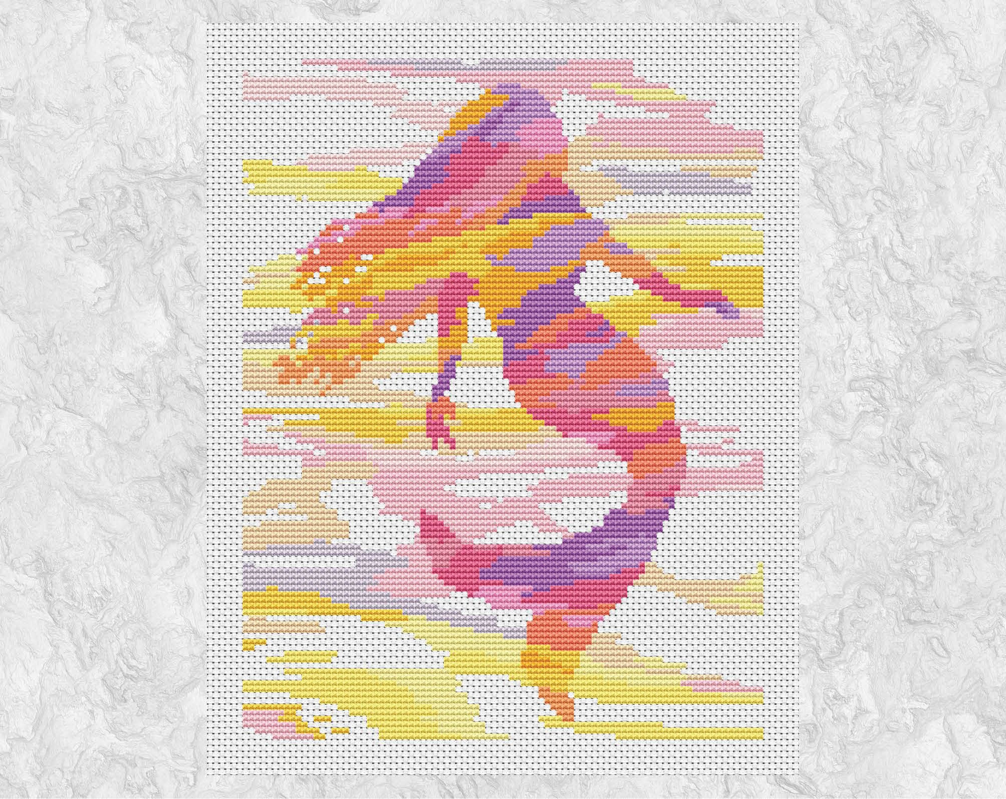 Mermaid Cross Stitch Pattern, Printable Watercolour Silhouette