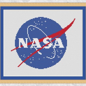 NASA クロスステッチ パターン、現代天文学デザイン、宇宙機関の記章、PDF の即時ダウンロード